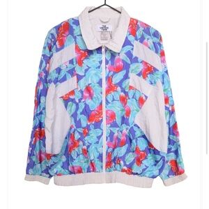 Unisex 1980s Butterflies Colorblock Windbreaker Jacket Size M